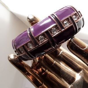 Enameled bracelet in purple with rhinestones
